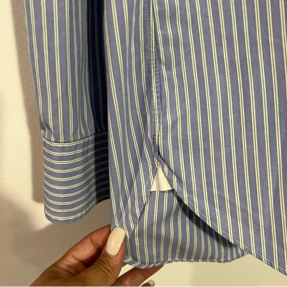 J.‎ Crew Striped Casual Blue Button Down Shirt Size Large